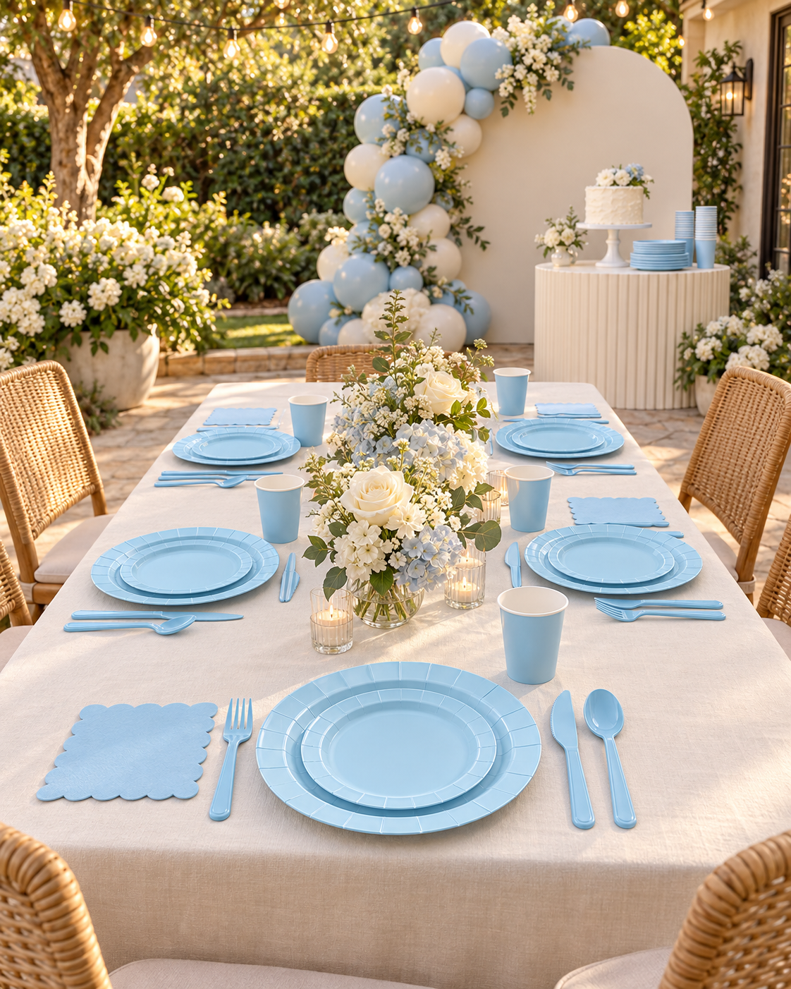 161 PCS Light Blue Dinner Party Tableware Set for birthdays, weddings celebrations