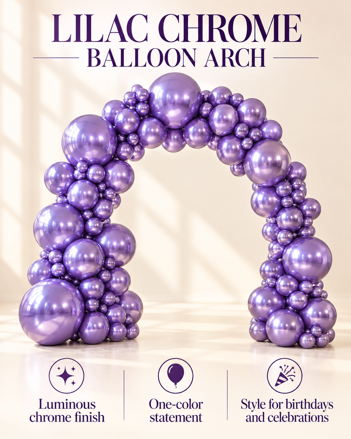 Chrome Balloon 12inches 50ct in "Purple" For Parties Wedding Corporate Events Holiday Party