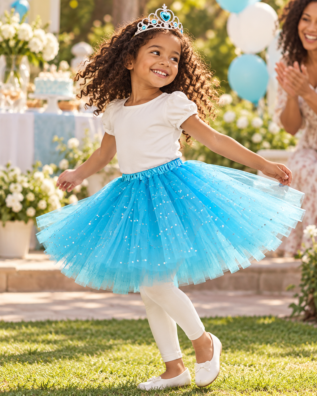 Blue tutu with tiara 2 pcs set for birthdays dress up cosplay