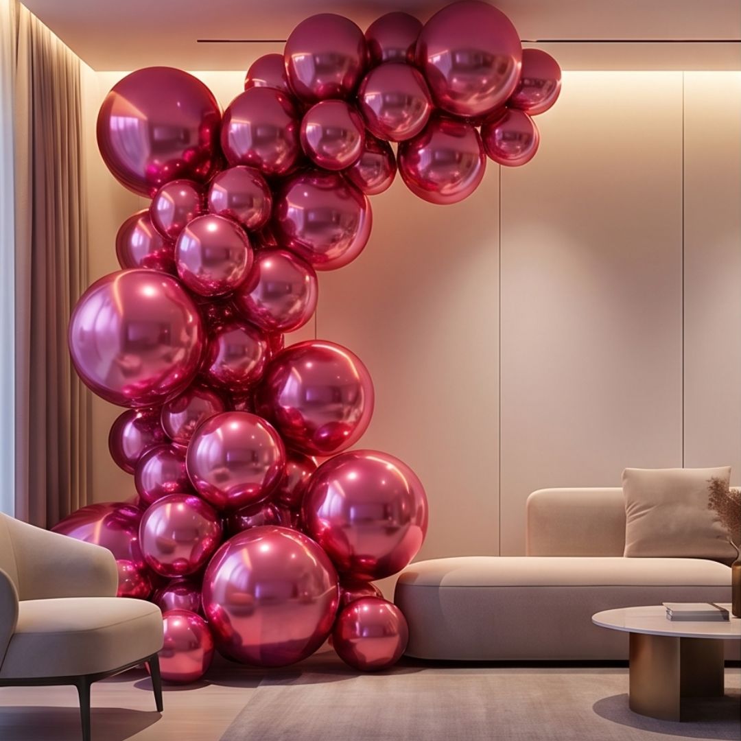 Chrome ICE double layer in Precious Red, Chrome Latex Helium Balloons for Graduation Garland Arch Kit Corporate Event Wedding Birthday Baby Shower Party Decorations in two sizes 10"/12"