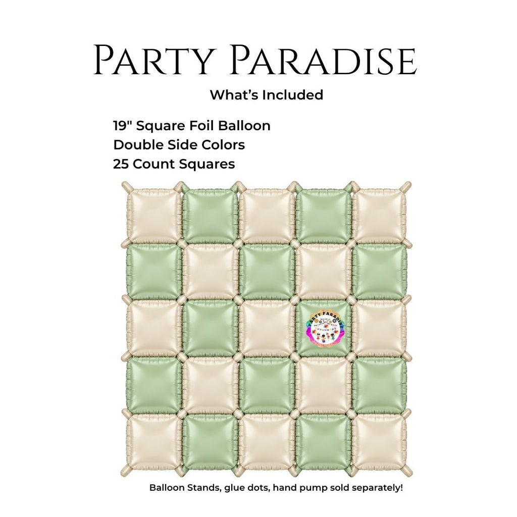 Double-Sided Two-Tone Square Foil Balloons Grid Background Wall for Party 19inch Squares, 25PCS
