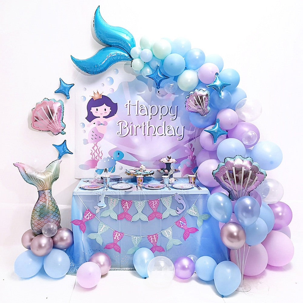 Mermaid Theme Balloon Garland Kit 87 pcs for Birthday Party Princess Mermaid Party Underwater Mermaind