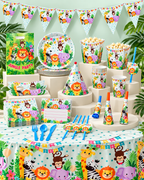 Jungle Animal Themed Tableware set 136pcs