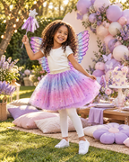 Girls Purple Ombre Layered Sparkle Tulle Skirt 3 piece Set