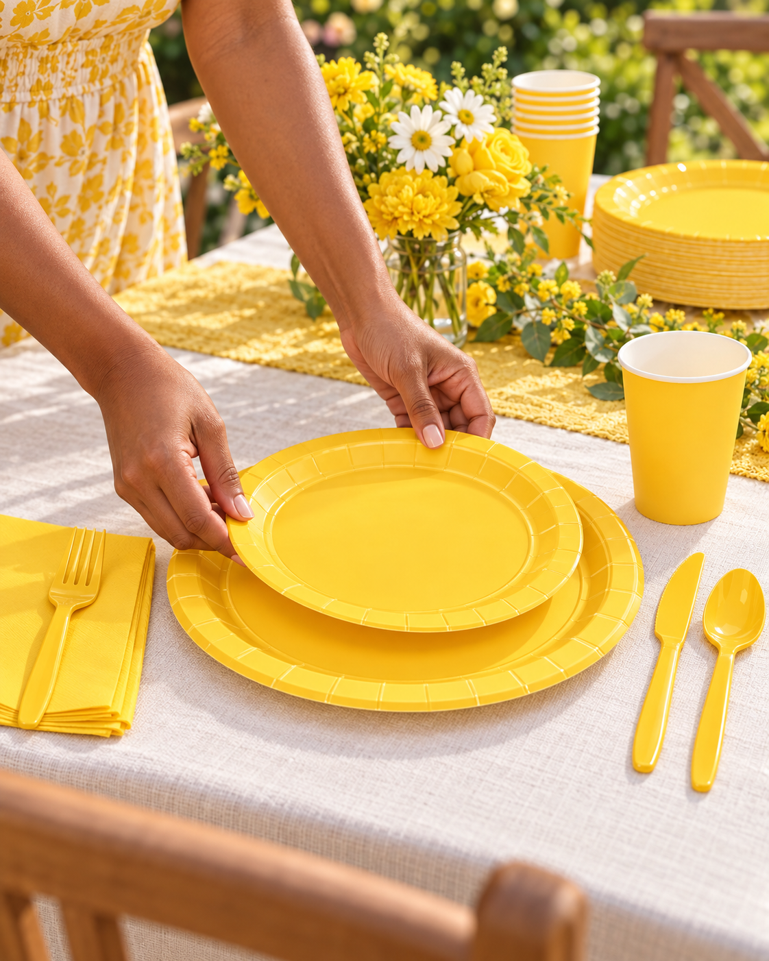 Yellow Dinner Party Tableware Set for birthdays, weddings celebrations 161PCS