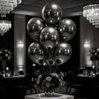 Chrome Black Balloons for Birthday, Baby Shower, Wedding, Graduation, Summer Themed Party Decorations in sizes 5"/12"/18"/36"Chrome Balloons 5in/12in/18in