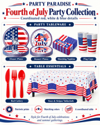 4th July Tableware Sets 91pcs for American Independence Day Party Complete Party Bundle Kits