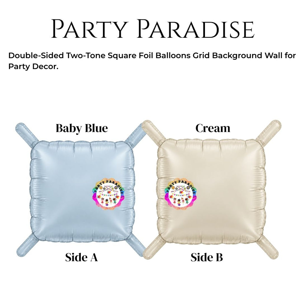 Double-Sided Two-Tone Square Foil Balloons Grid Background Wall for Party 19inch Squares, 25PCS