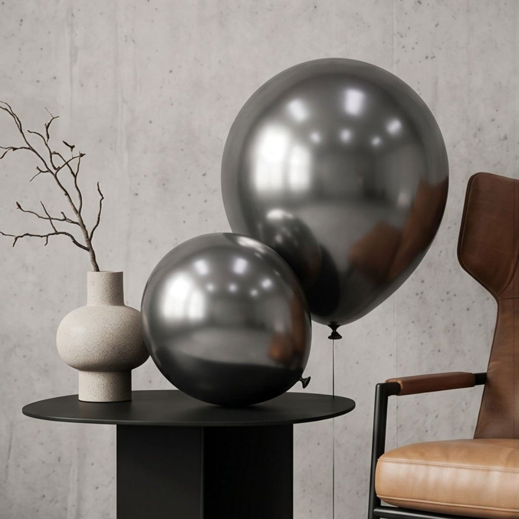 Chrome Black Balloons for Birthday, Baby Shower, Wedding, Graduation, Summer Themed Party Decorations in sizes 5"/12"/18"/36"Chrome Balloons 5in/12in/18in