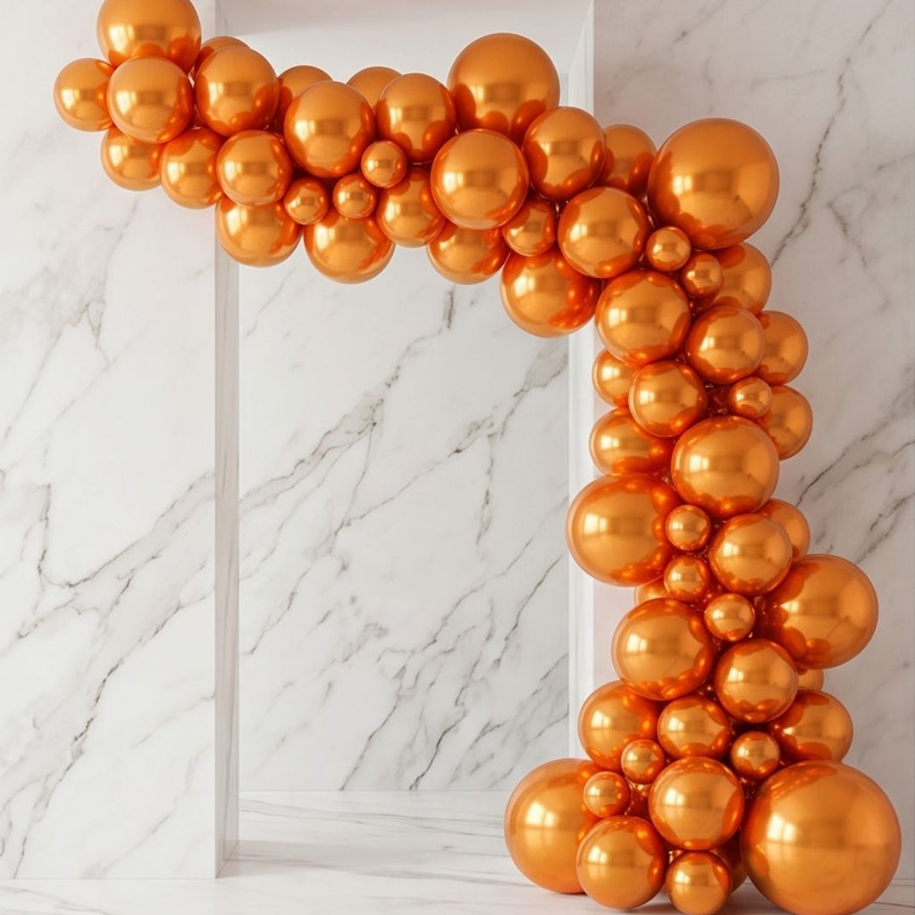 Chrome ICE double layer in Light Orange, Chrome Latex Helium Balloons for Graduation Garland Arch Kit Corporate Event Wedding Birthday Baby Shower Party Decorations in two sizes 10"/12"