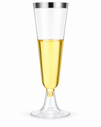 Silver Rim Champagne Flutes for Weddings Birthday Engagement 20PCS