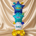 62 in Happy Father's Day Balloon Large NO.1 DAD Foil Balloons Fathers Day Decoration Jumbo Star Design Self-Standing Balloon for Family Birthday Party Dad Gift Celebration Decor 1 Piec