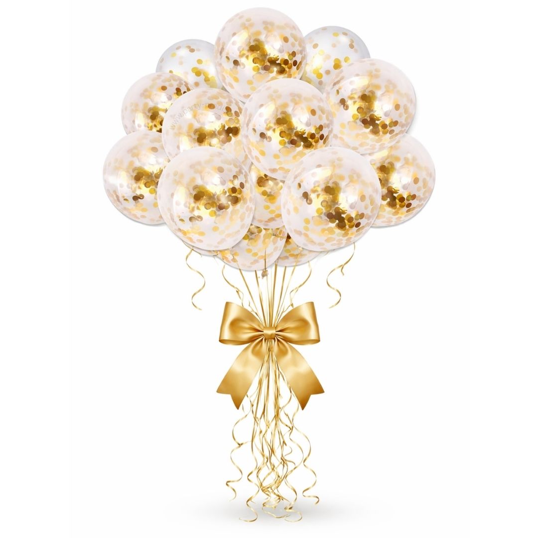 Gold Confetti Balloons 12 inch, Gold Latex Balloon 25pcs Party Balloons for Birthday Wedding Graduation Bridal Shower Engagement Party Decorations Main image