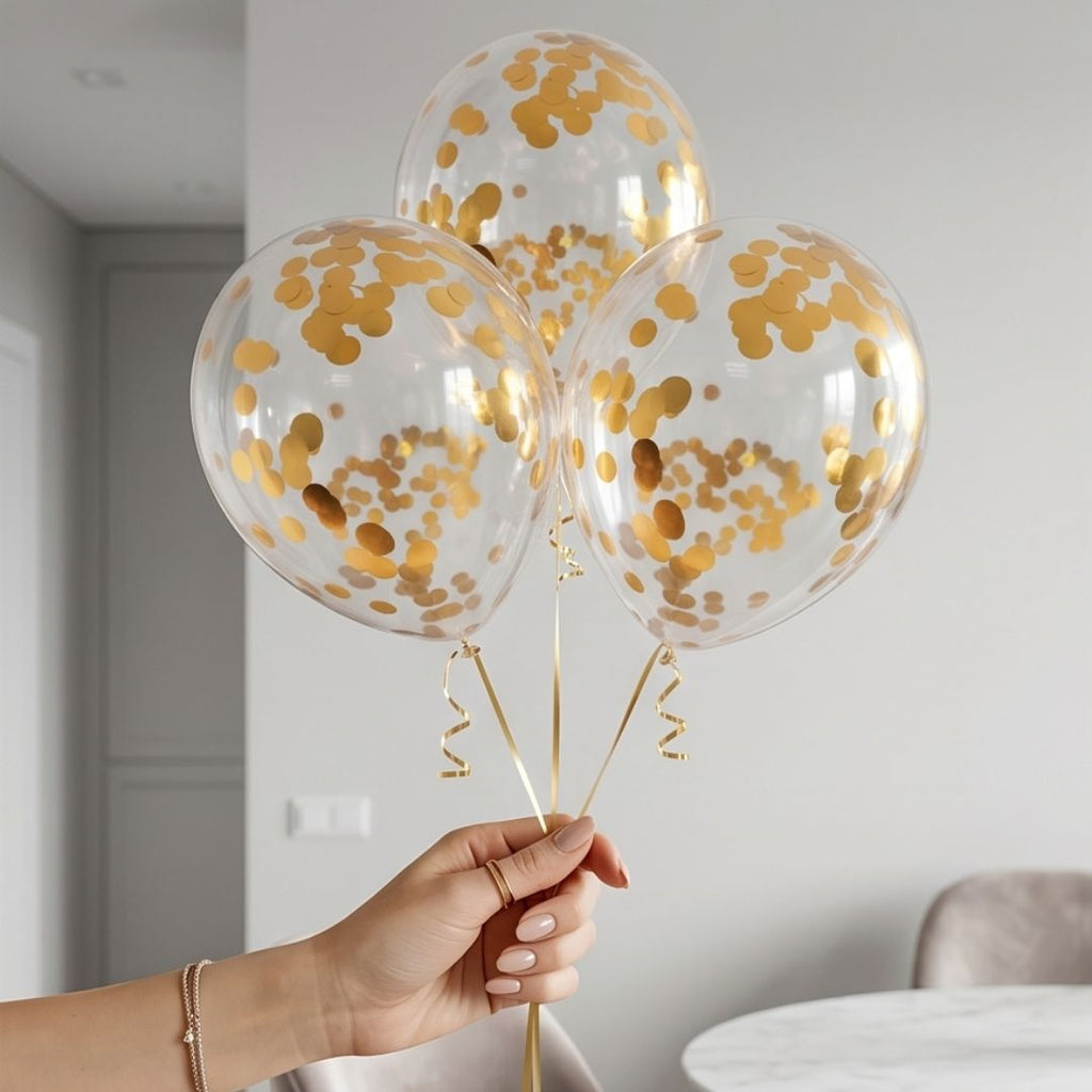 Gold Confetti Balloons 12 inch, Gold Latex Balloon 25pcs Party Balloons for Birthday Wedding Graduation Bridal Shower Engagement Party Decorations