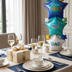 62 in Happy Father's Day Balloon Large NO.1 DAD Foil Balloons Fathers Day Decoration Jumbo Star Design Self-Standing Balloon for Family Birthday Party Dad Gift Celebration Decor 1 Piec