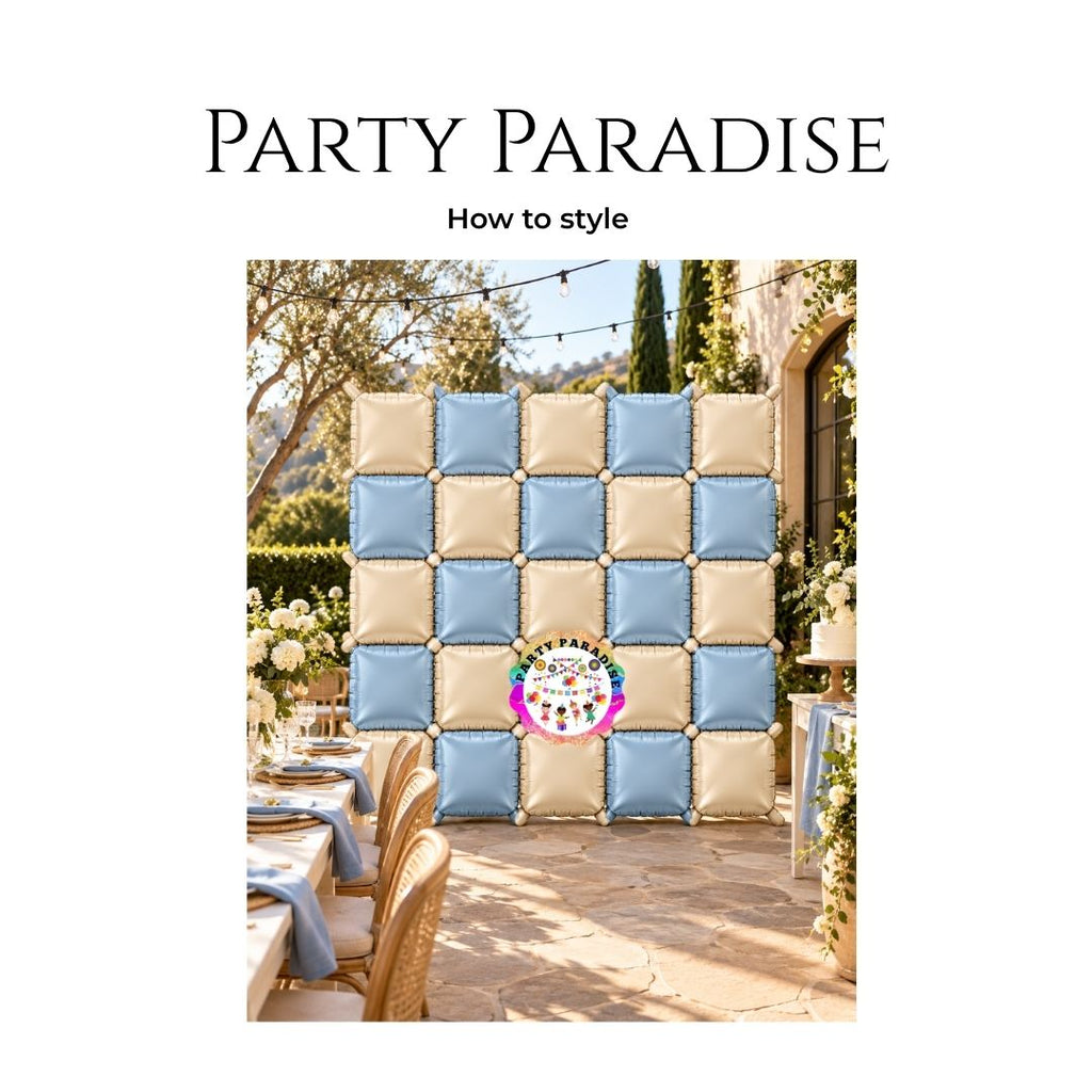 Double-Sided Two-Tone Square Foil Balloons Grid Background Wall for Party 19inch Squares, 25PCS