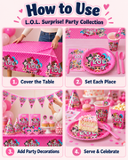 LOL Surprise Doll Tableware 136pc for Kids Birthday Party