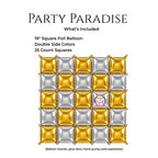 Double-Sided Two-Tone Square Foil Balloons Grid Background Wall for Party 19inch Squares, 25PCS