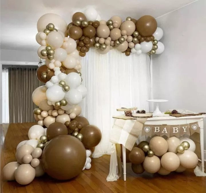 Metallic Gold Macaron Orange Balloon Arch Garland 143 pcs for birthday weddings Anniversary baby shower gender reveal bachelorette party