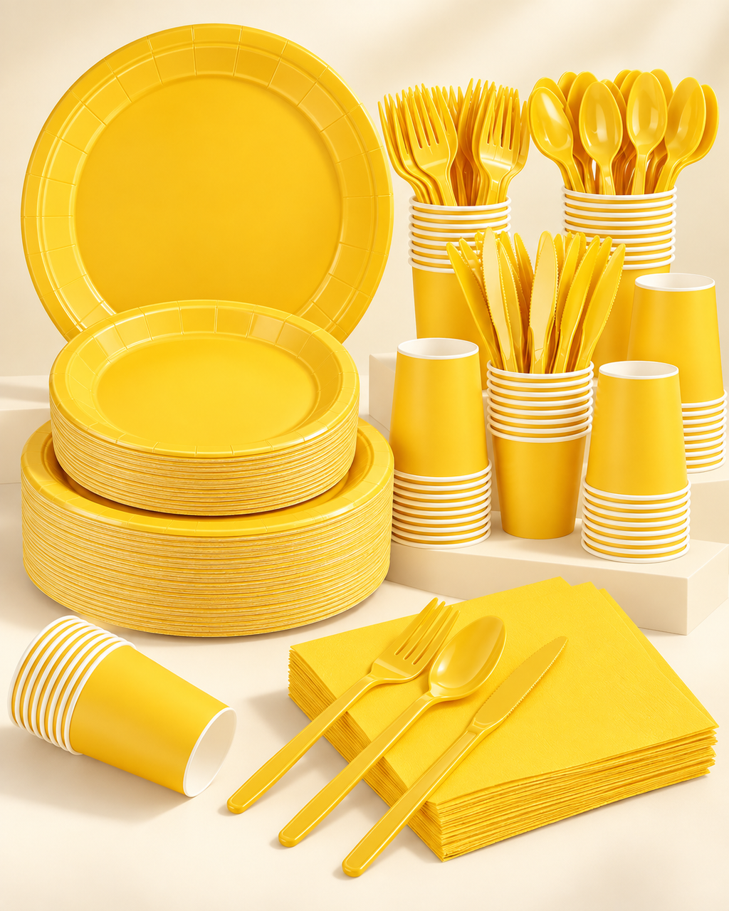 Yellow Dinner Party Tableware Set for birthdays, weddings celebrations 161PCS
