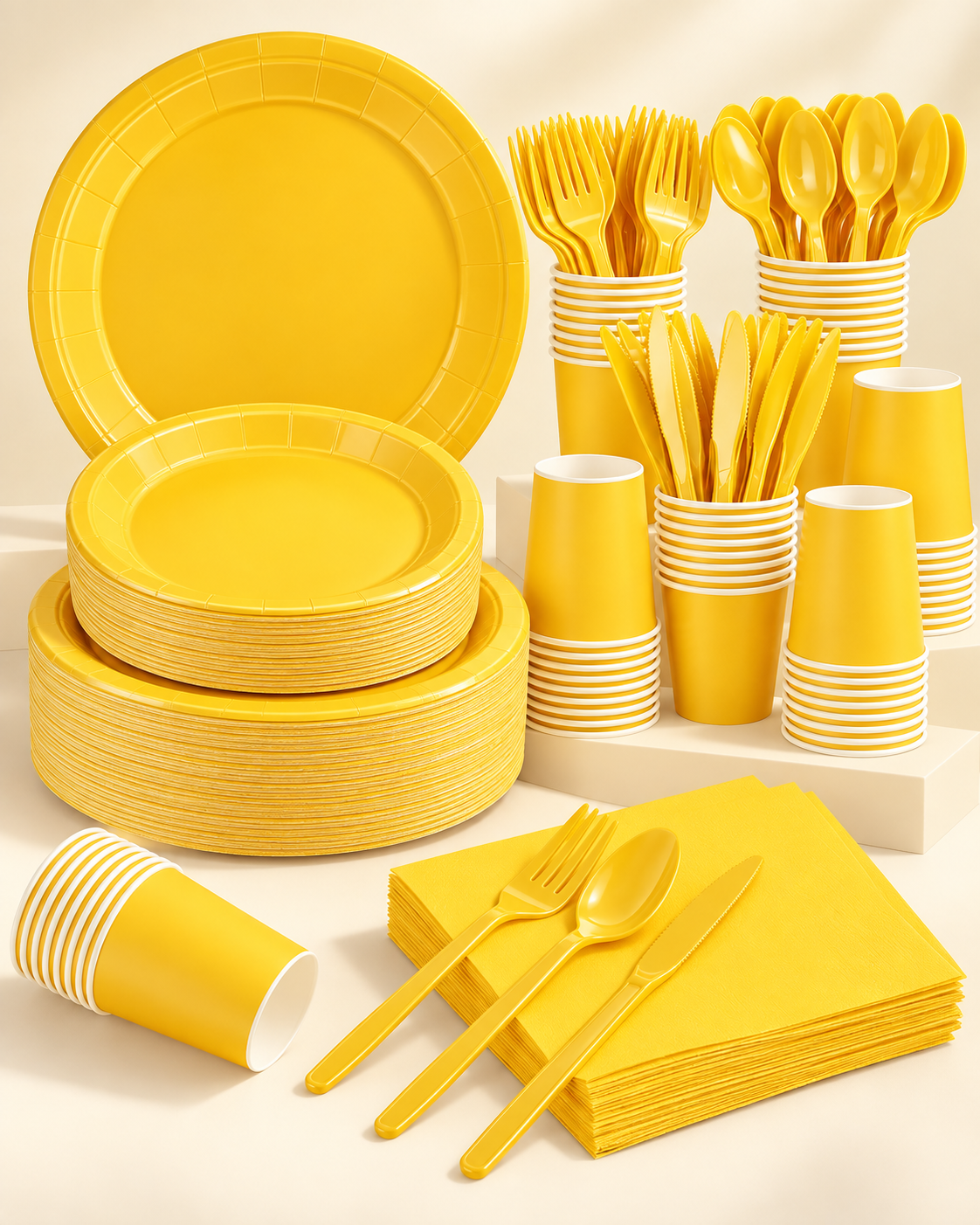 Yellow Dinner Party Tableware Set for birthdays, weddings celebrations 161PCS