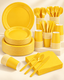 Yellow Dinner Party Tableware Set for birthdays, weddings celebrations 161PCS