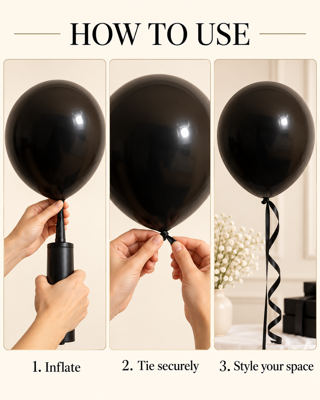 Regular Matte Balloons 12inches "Black" 100ct For Birthdays Weddings Corporate Evens Holidays