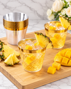 Gold Rimmed Transparent Plastic Cup Single Wall Disposable Champagne Glass 9 oz for Party Wedding 20 PCS