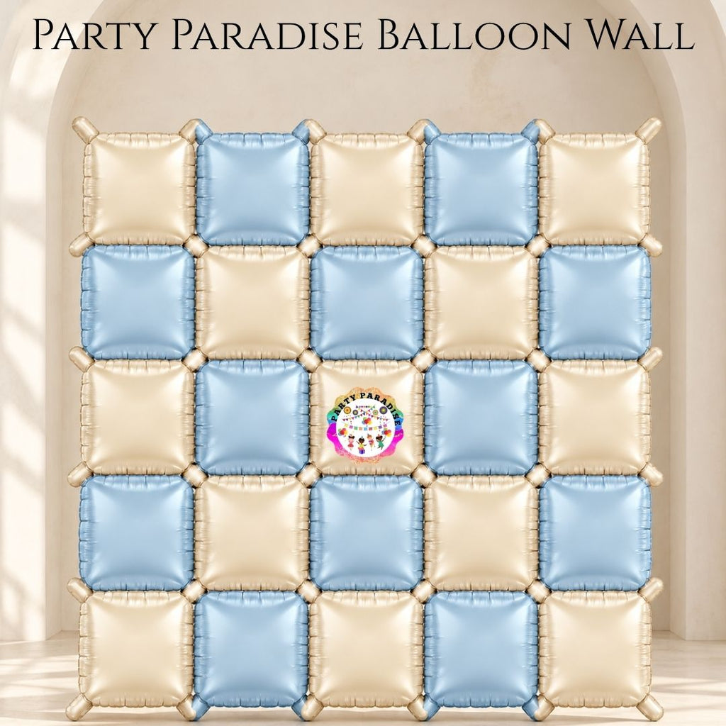Double-Sided Two-Tone Square Foil Balloons Grid Background Wall for Party 19inch Squares, 25PCS