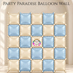 Double-Sided Two-Tone Square Foil Balloons Grid Background Wall for Party 19inch Squares, 25PCS