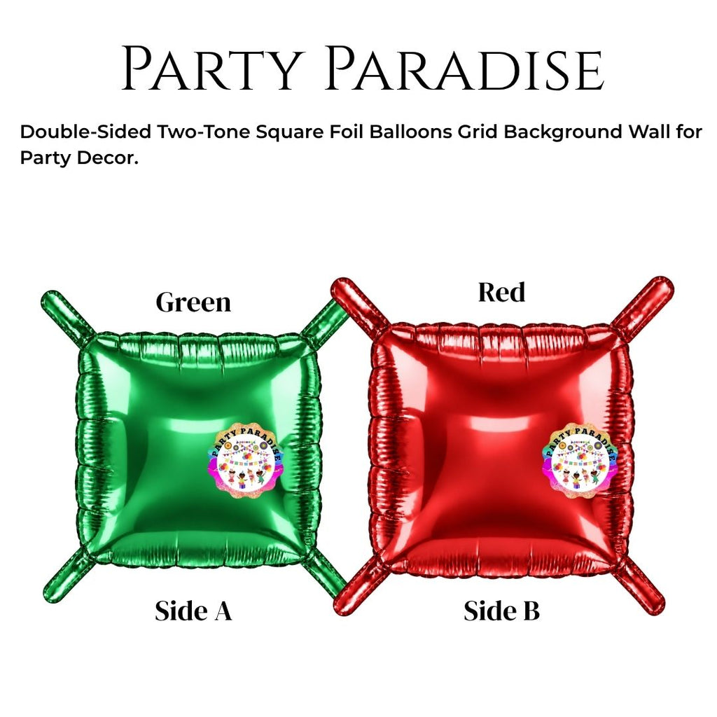 Double-Sided Two-Tone Square Foil Balloons Grid Background Wall for Party 19inch Squares, 25PCS