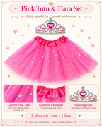 Pink tutu skirt with tiara 2 PCS set for Birthdays, Dress UP or Cosplay