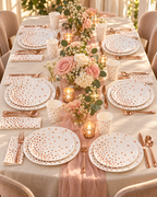 White and Rose Gold Party Tableware Sets 80pcs for Birthday