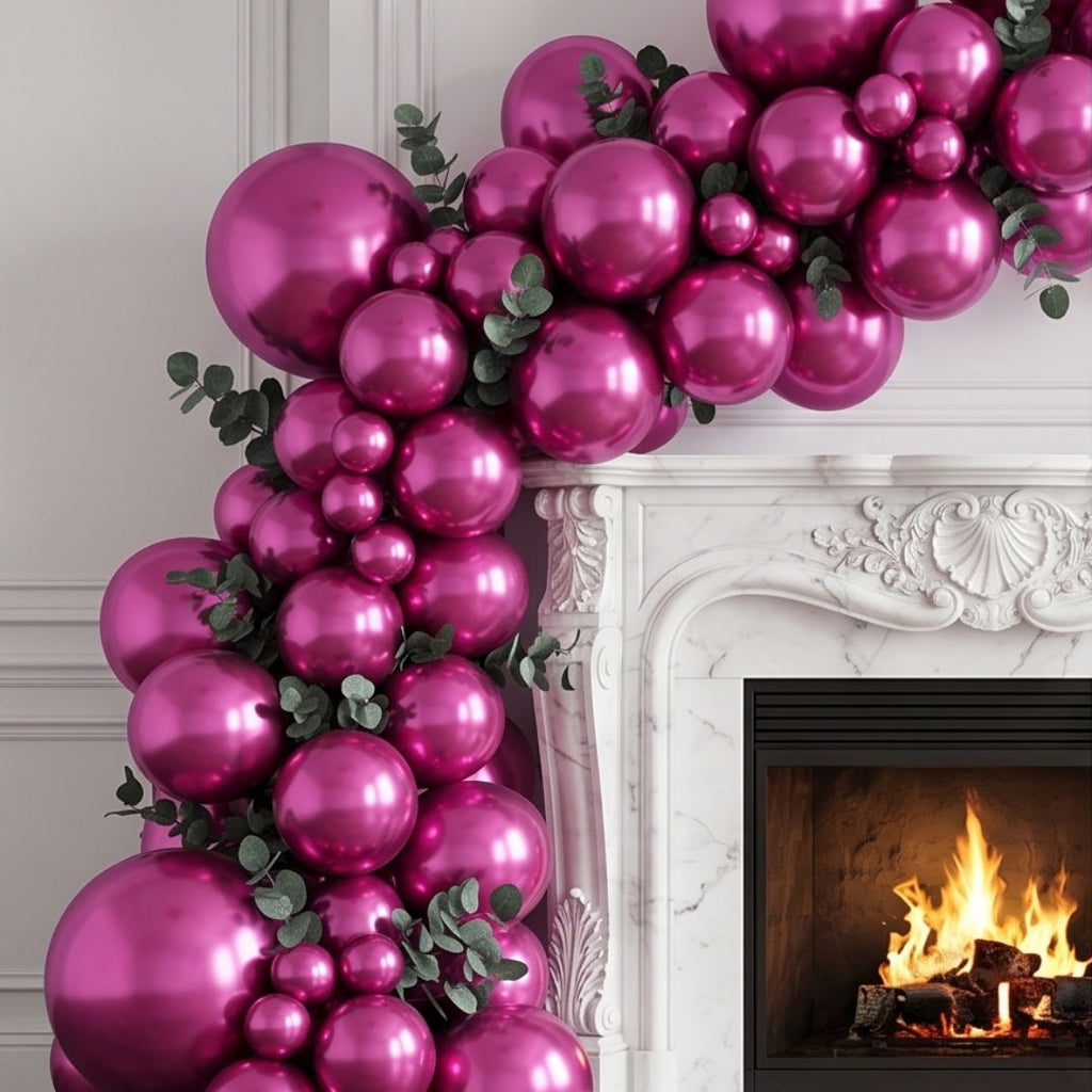 Chrome ICE double layer in Fuchsia, Chrome Latex Helium Balloons for Graduation Garland Arch Kit Corporate Event Wedding Birthday Baby Shower Party Decorations in two sizes 10"/12"