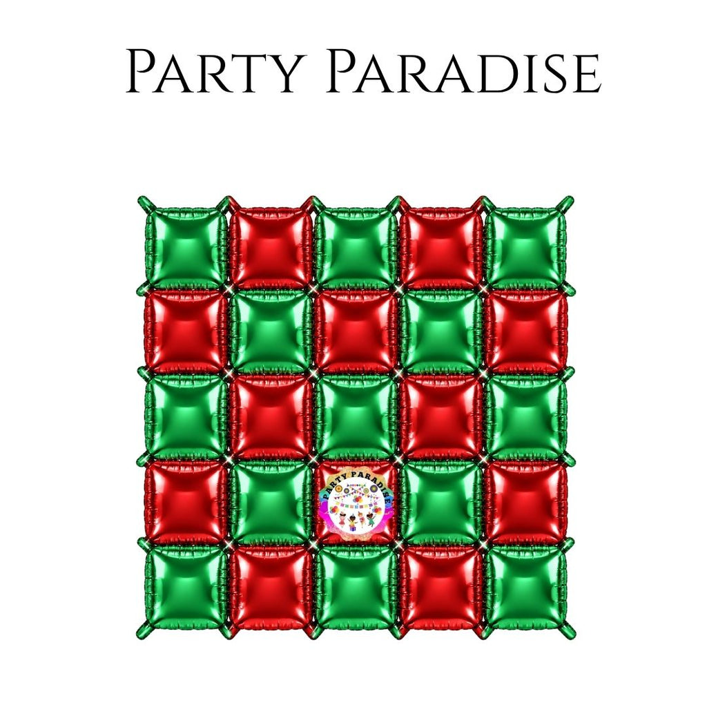 Double-Sided Two-Tone Square Foil Balloons Grid Background Wall for Party 19inch Squares, 25PCS