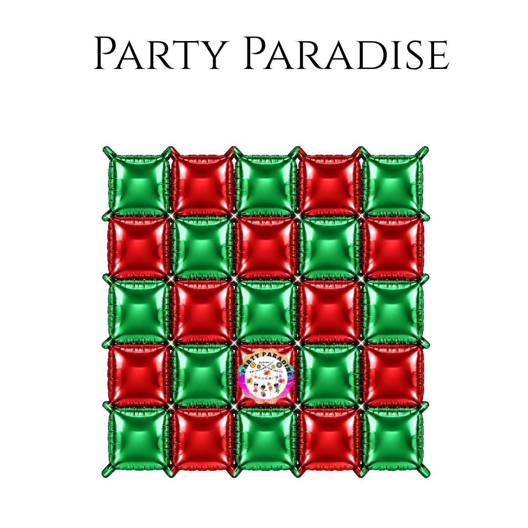 Double-Sided Two-Tone Square Foil Balloons Grid Background Wall for Party 19inch Squares, 25PCS