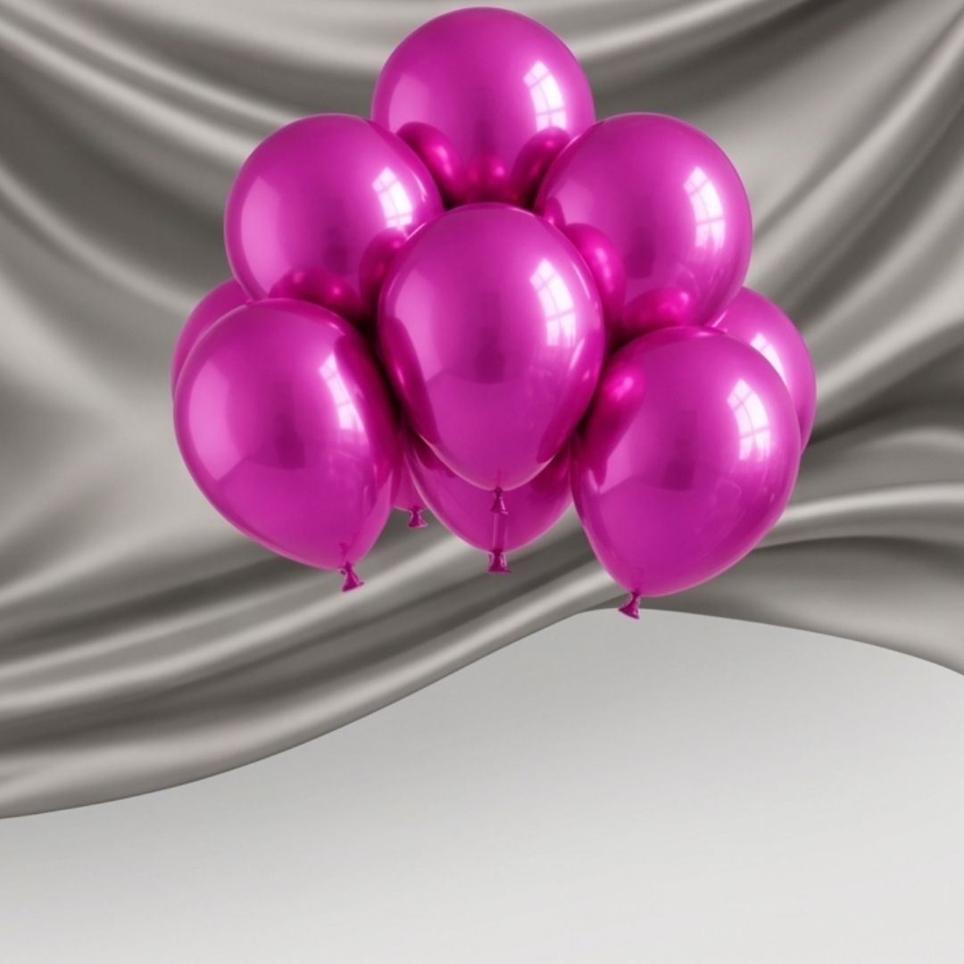 Chrome ICE double layer in Fuchsia, Chrome Latex Helium Balloons for Graduation Garland Arch Kit Corporate Event Wedding Birthday Baby Shower Party Decorations in two sizes 10"/12"