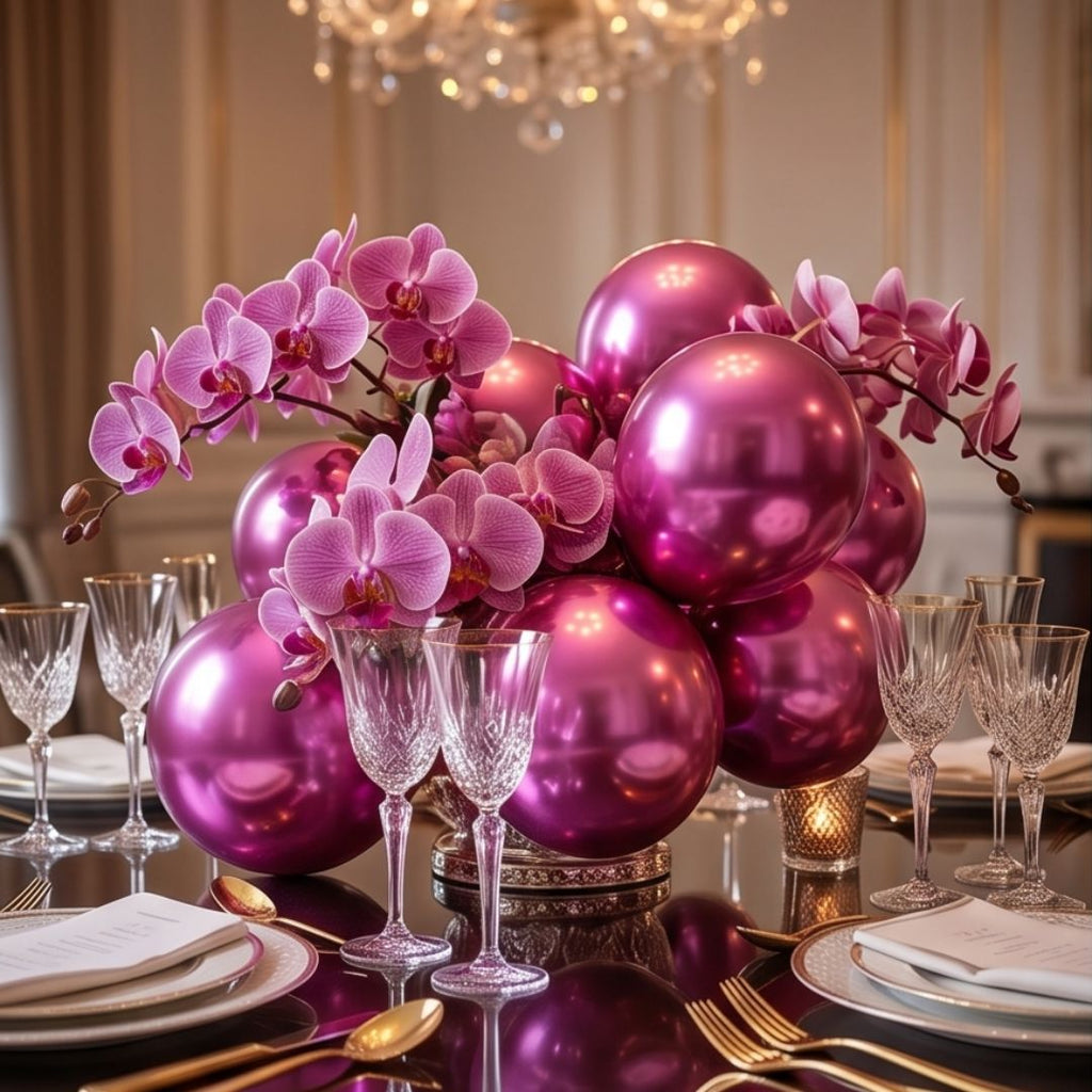 Chrome ICE double layer in Fuchsia, Chrome Latex Helium Balloons for Graduation Garland Arch Kit Corporate Event Wedding Birthday Baby Shower Party Decorations in two sizes 10"/12"