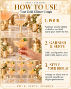 Gold Glitter Coupe drinkware for cocktails wedding party 20PCS