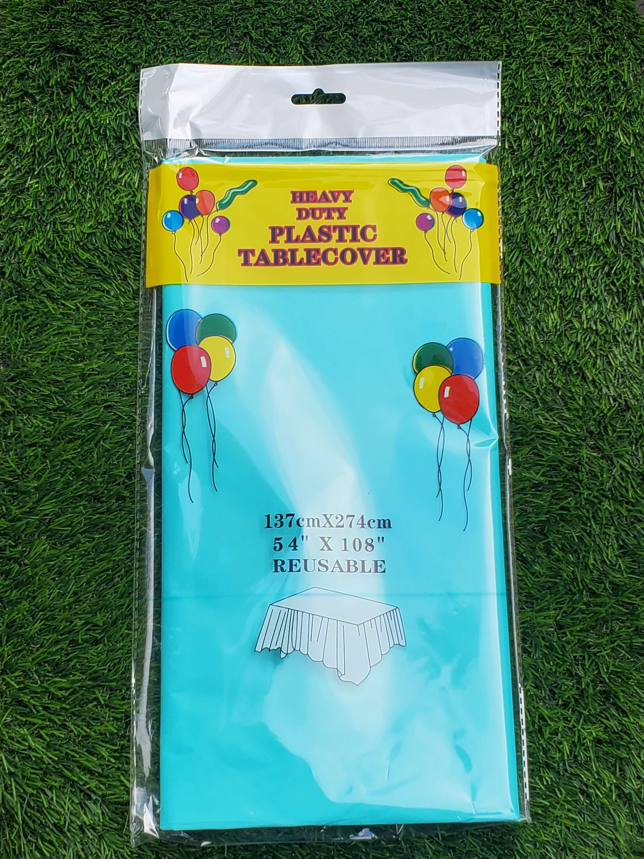 Plastic Table covers reusable in Turquoise-2pk for party supplies Main image