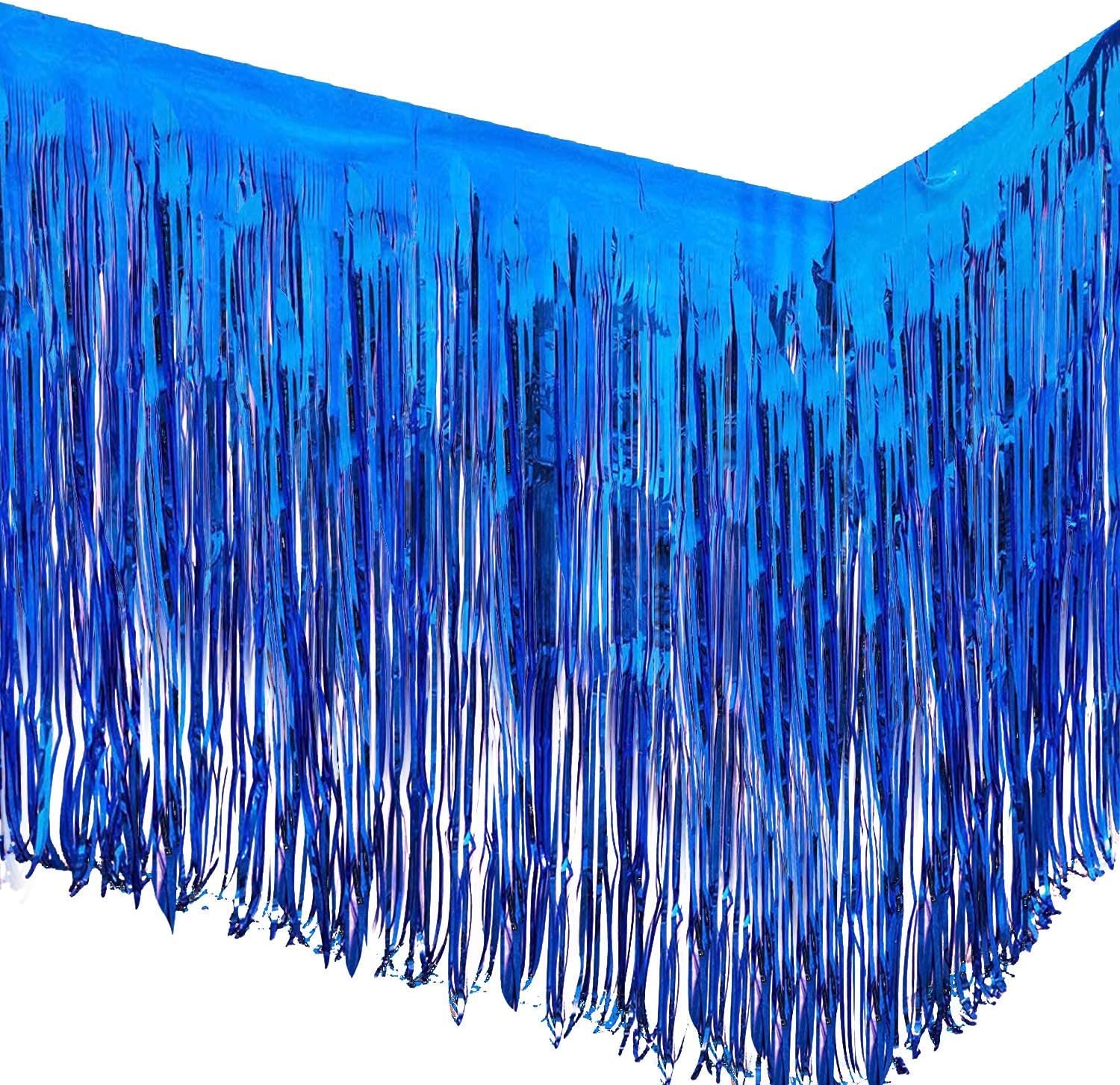 Blue Foil Fringe Table Skirt-2pcs for party decorations and event supplies online Main image