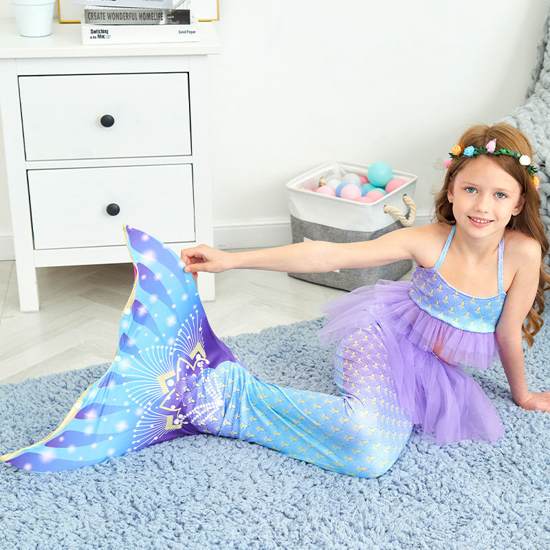 Girls Mermaid 🧜‍♀️ outfit costumes birthday cosplay 3pcs set for themed party decor and celebration decorations.