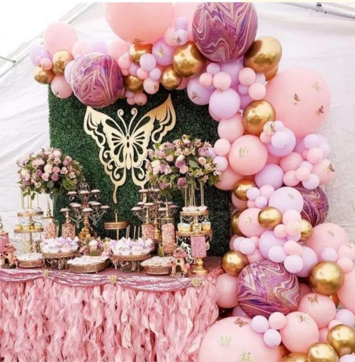 Balloon GarlandPink Purple 4D Marbling Butterfly Balloon Garland Kit 117 pcs for party decorations