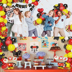 Mickey Mouse themed balloon garland arch kit 99 pcs, perfect for party decorations, includes balloons, party supplies, and themed decor.