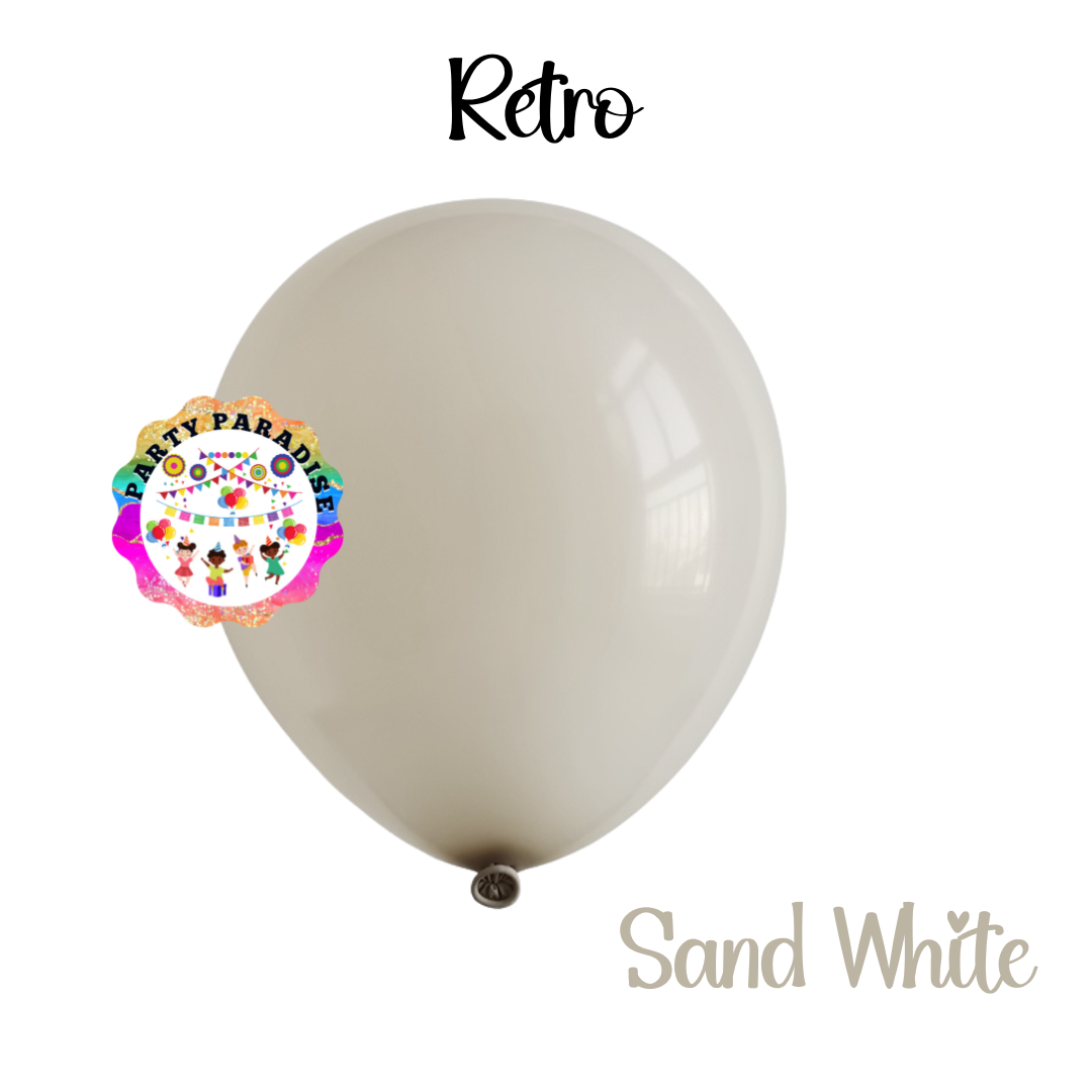 Retro Balloon Natural Latex Rubber in Sand White 12" 100ct or 5" 200ct for Birthdays, Baby Shower, Anniversary, Gender Reveal, Weddings, Graduation, Prom, Bridal Showers, Bachelorette Party Secondary image