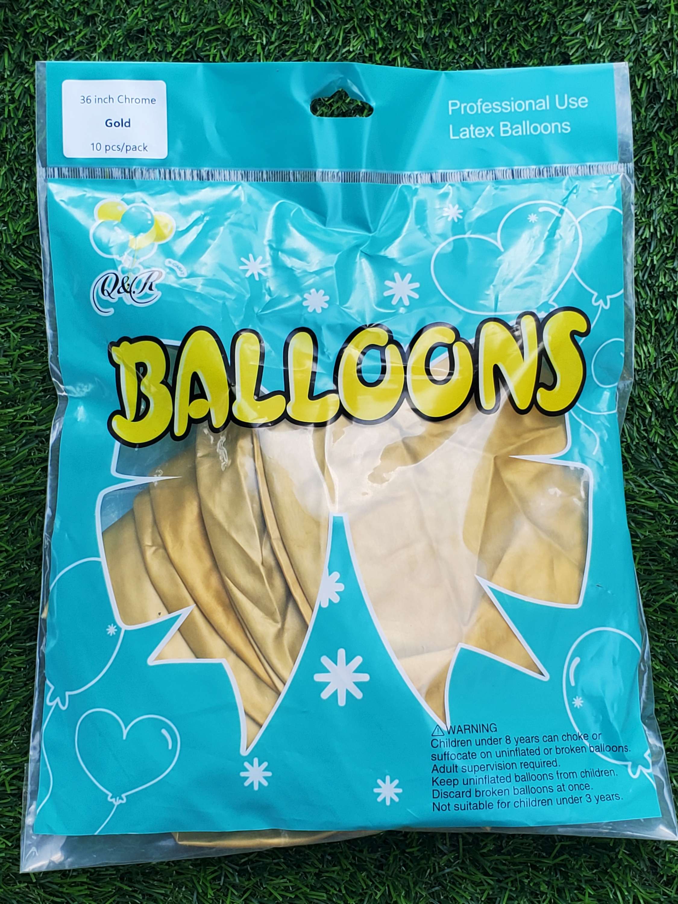 Chrome Balloons 36 inches in Gold 10Ct, party supplies, party decorations, ideal for birthday and wedding events, themed party decor Main image