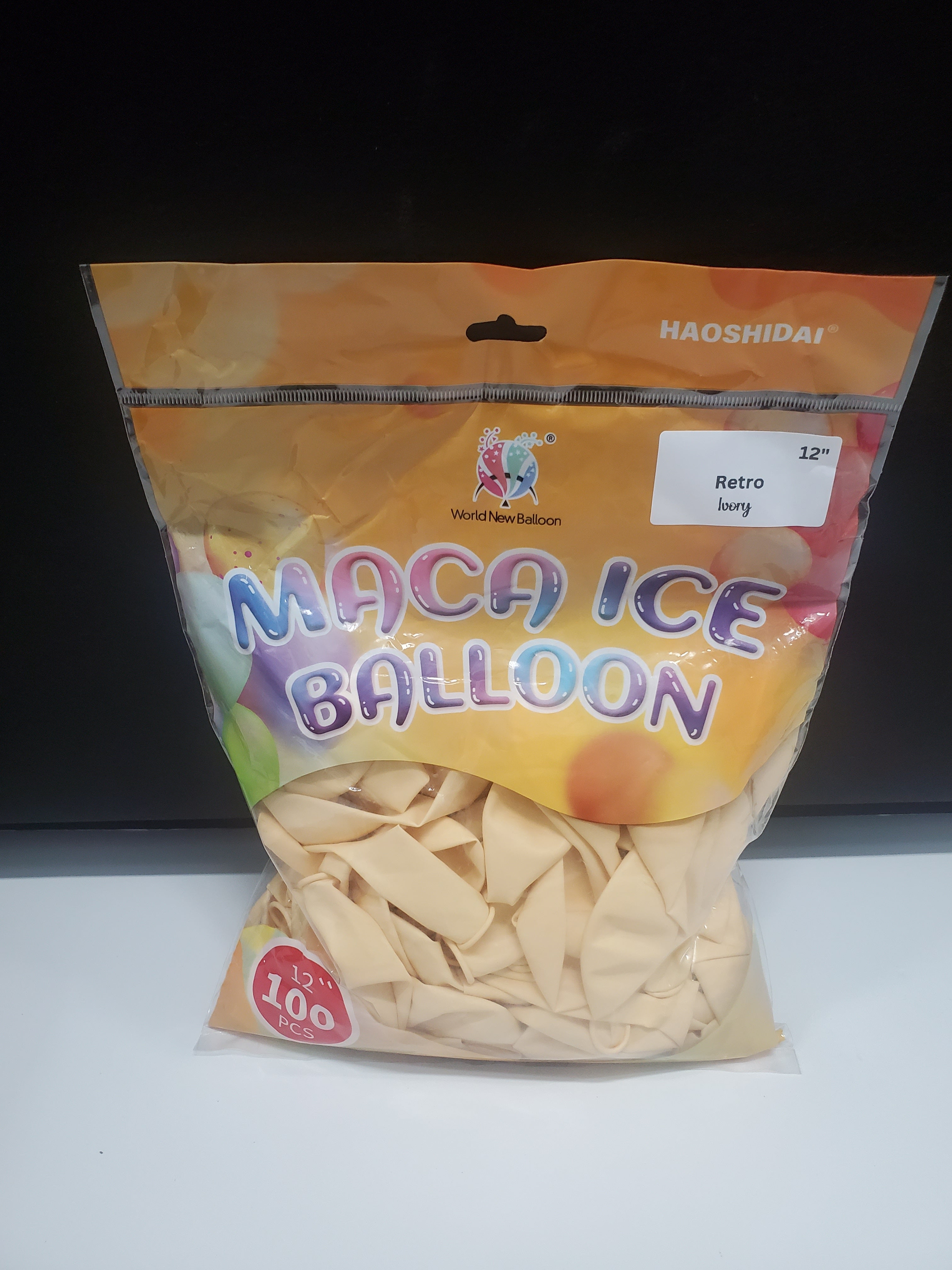 Retro Balloon Natural Latex Rubber 12 inches "Ivory" 100ct party supplies pack