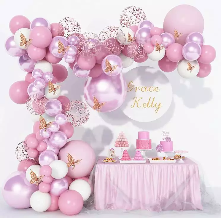 Macaron Pink Metallic Pink 3D Butterfly 102pcs Secondary image