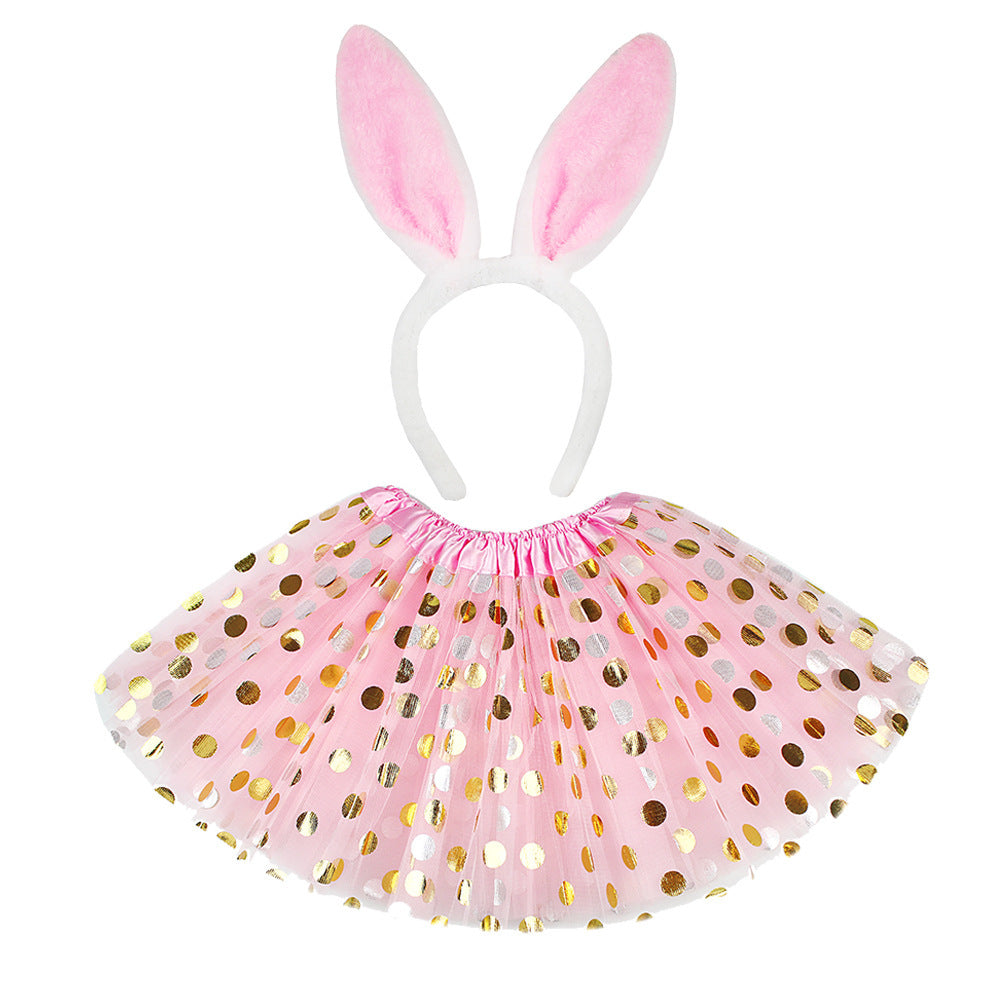 Girl Bunny Tutu Costume Birthday Cosplay Outfit 2 piece set for kids party supplies and themed party decor
