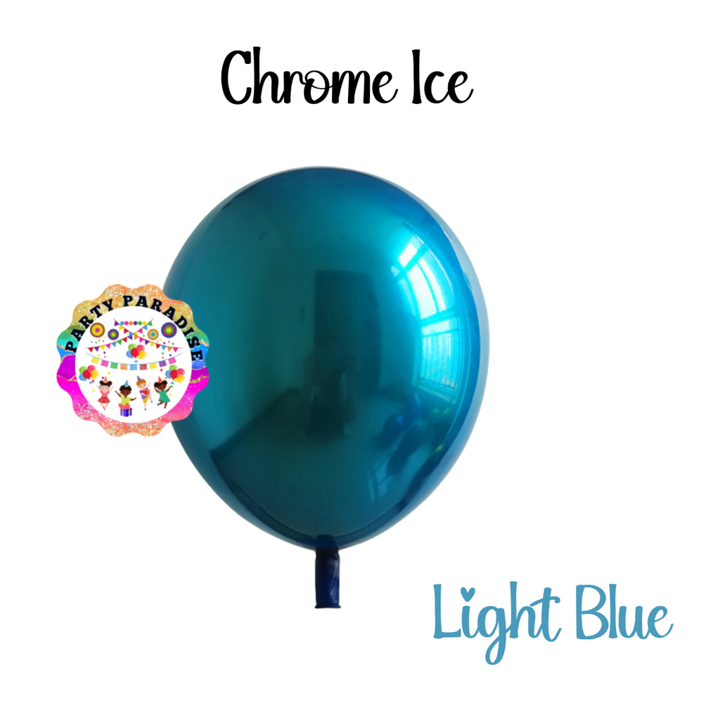 Chrome Ice Balloon 12 inches Light Blue 50ct